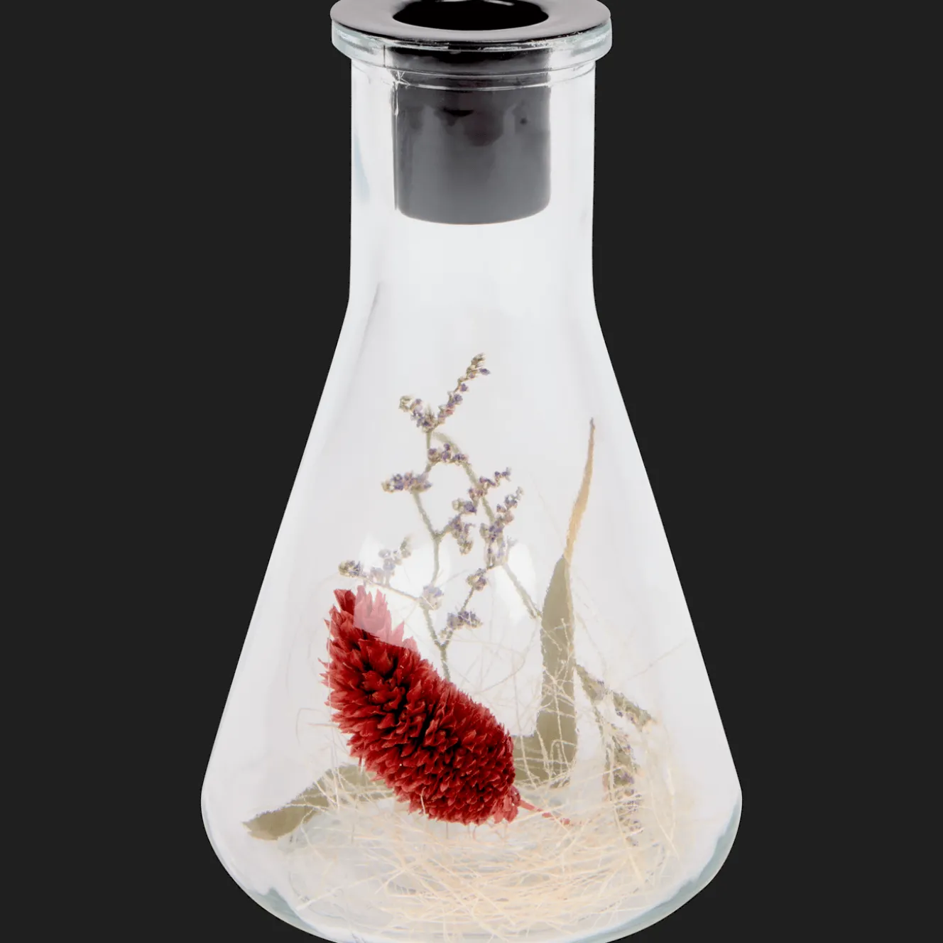 Kaarsenhouder met droogbloemen