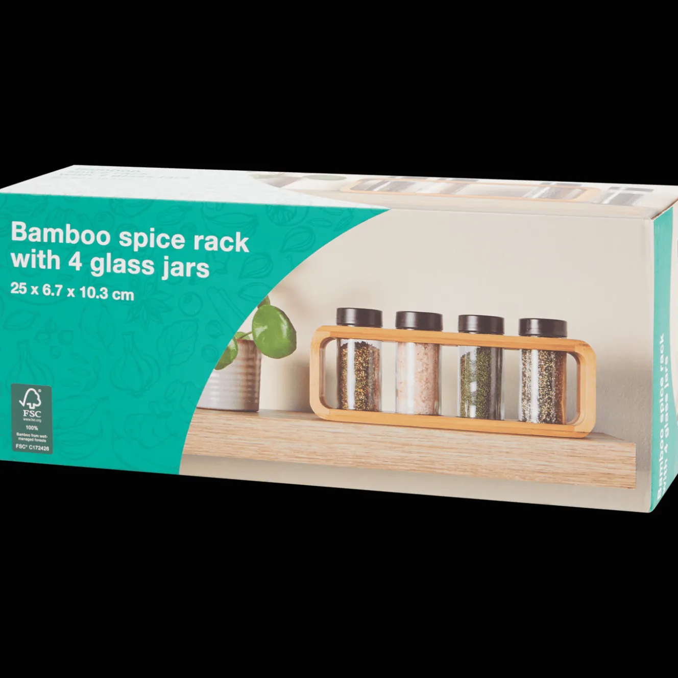 Kruidenrek met glazen potjes