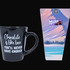 Mok met chocolade en cacao